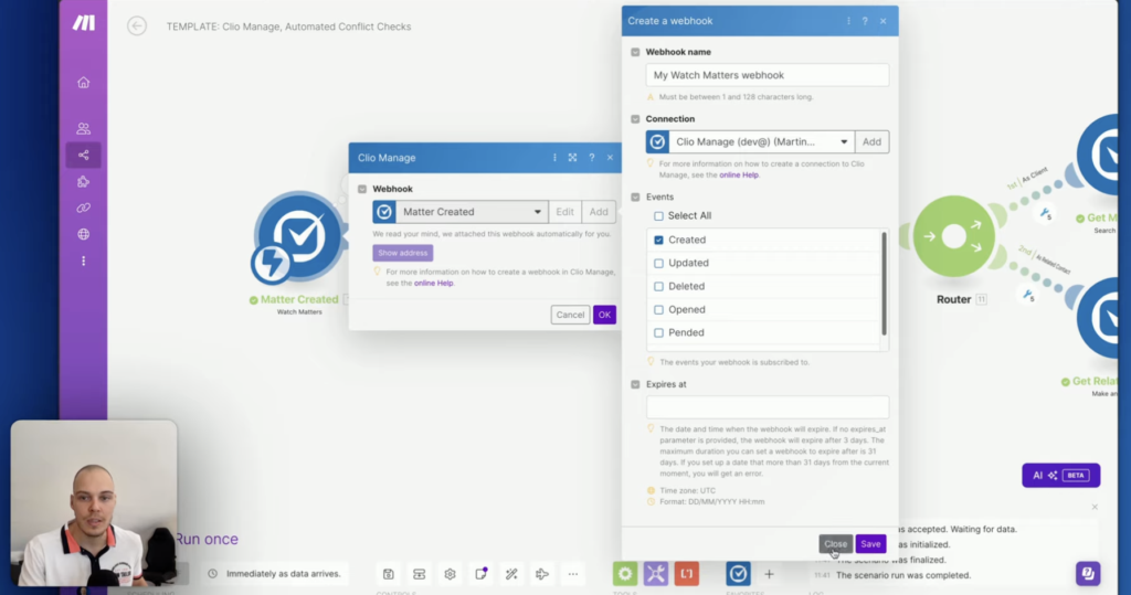 Automated Conflict Checks in Clio Manage [Free Make template] - Swans